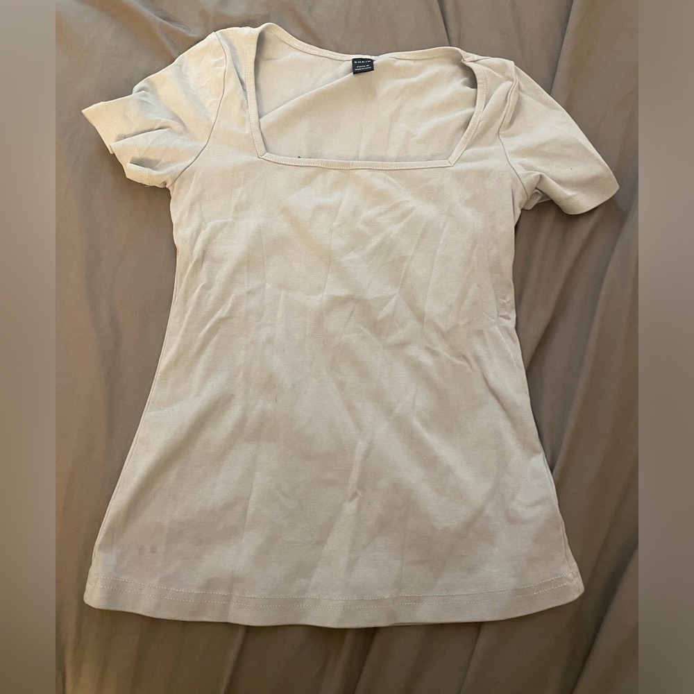 White square neck shirt